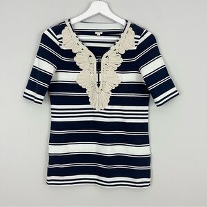 J. Crew Nautical Stripe Cotton Knit Short Sleeve Shirt